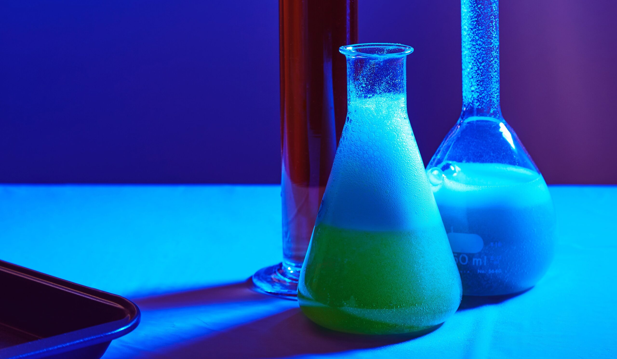 Science Beakers Blue Light