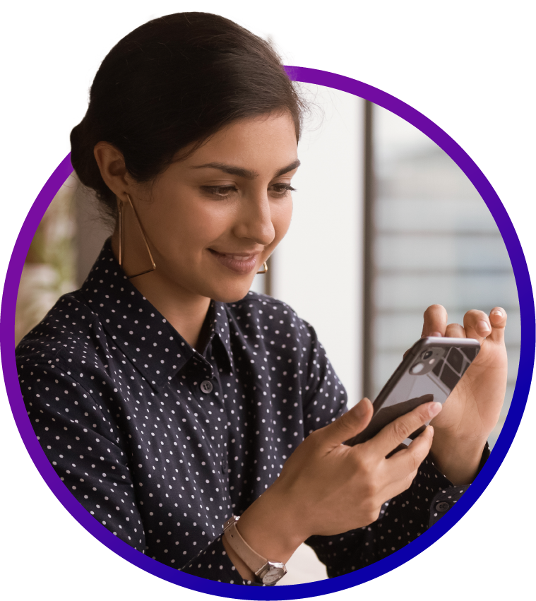 Woman holding cell phone